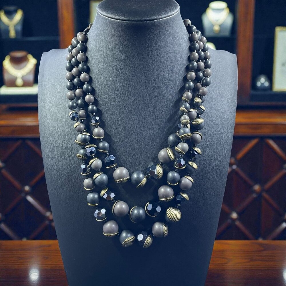 Premier Designs Multi Strand Necklace Chunky Statement Boho Artsy Vintage Goth‎